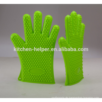 Großhandel Factory Hitzebeständige benutzerdefinierte Silikon Ofen Mitts mit 5 Fingern / Silikon Ofen Handschuhe / Silikon Grillen BBQ Handschuhe